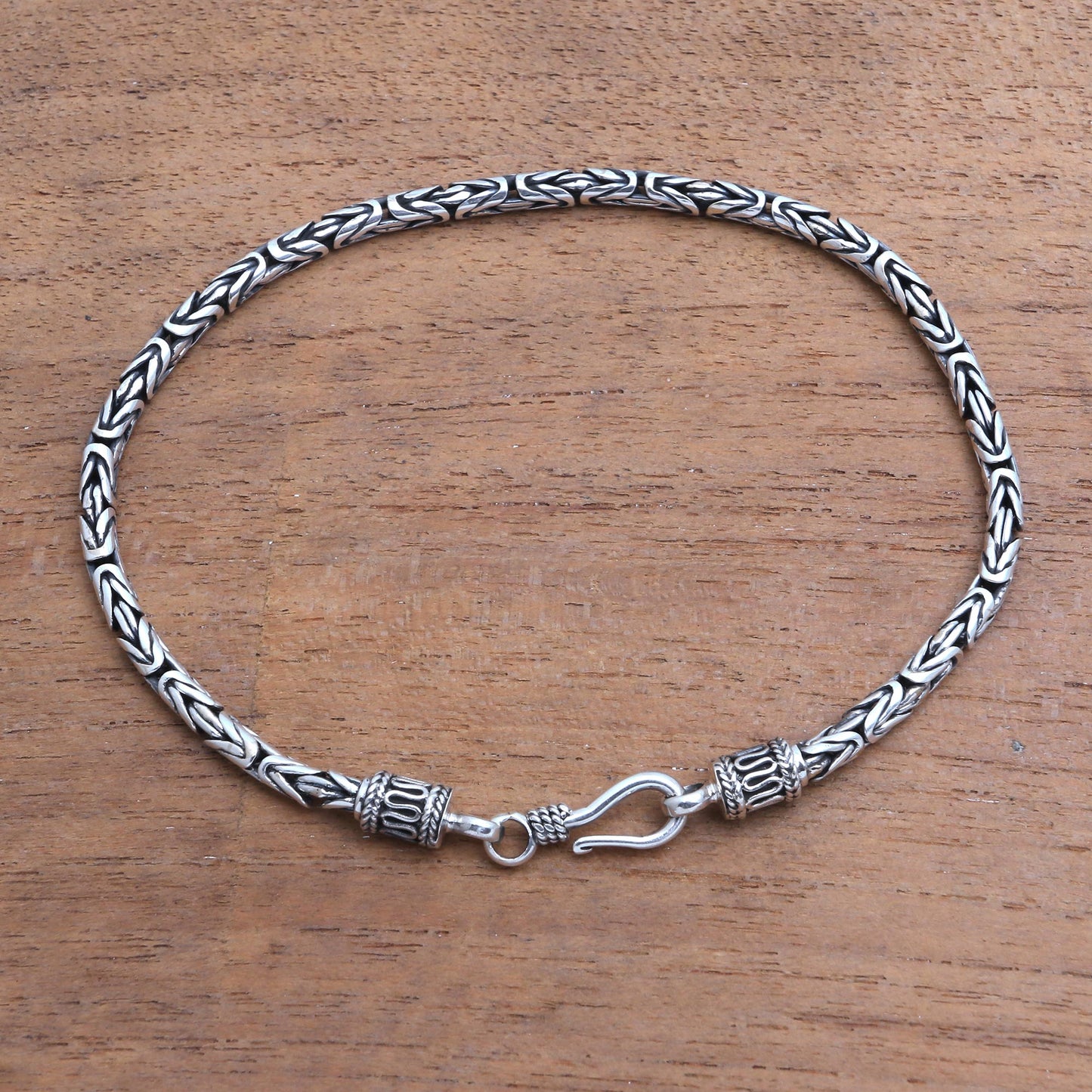 Borobudur Collection II Sterling Silver Chain Bracelet 925 Artisan Jewelry from Bali