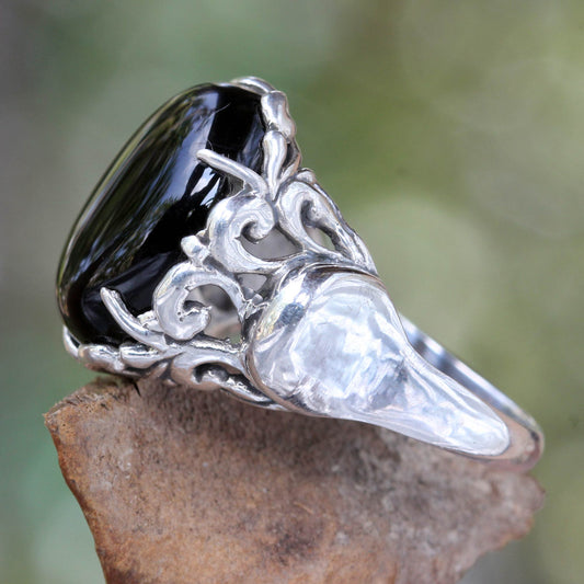 Night Shadow Handcrafted Sterling Silver and Onyx Ring