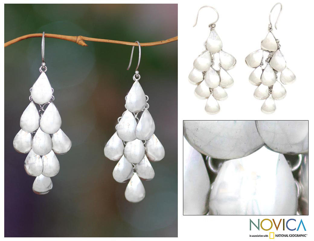 Shower of Petals Silver Chandelier Earrings