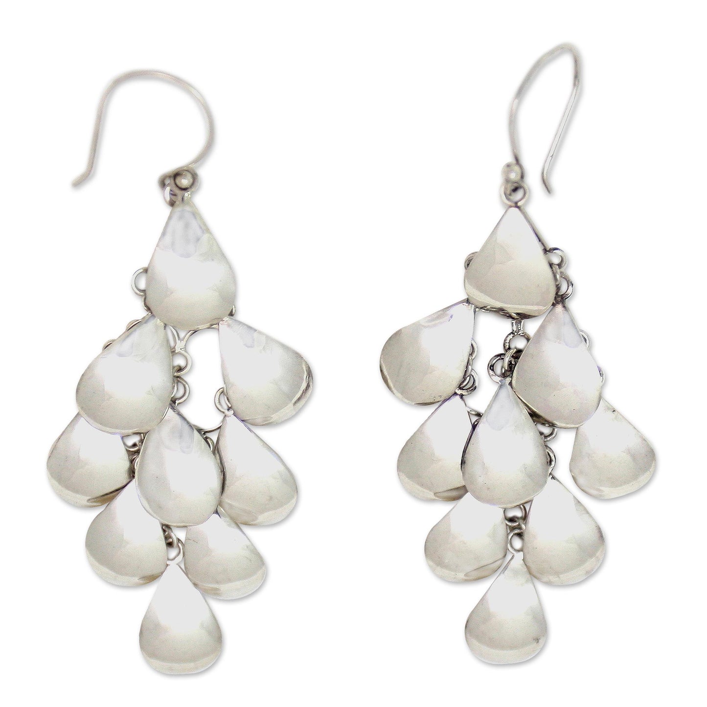 Shower of Petals Silver Chandelier Earrings