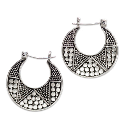 Crescent Sterling Silver Hoop Earrings