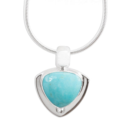 Pyramid of Friendship Modern Sterling Silver and Natural Turquoise Necklace