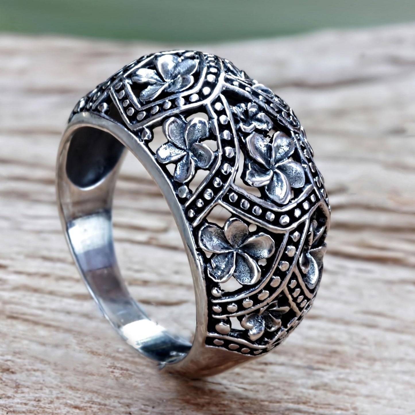 Frangipani Mystique Sterling Silver Floral Ring