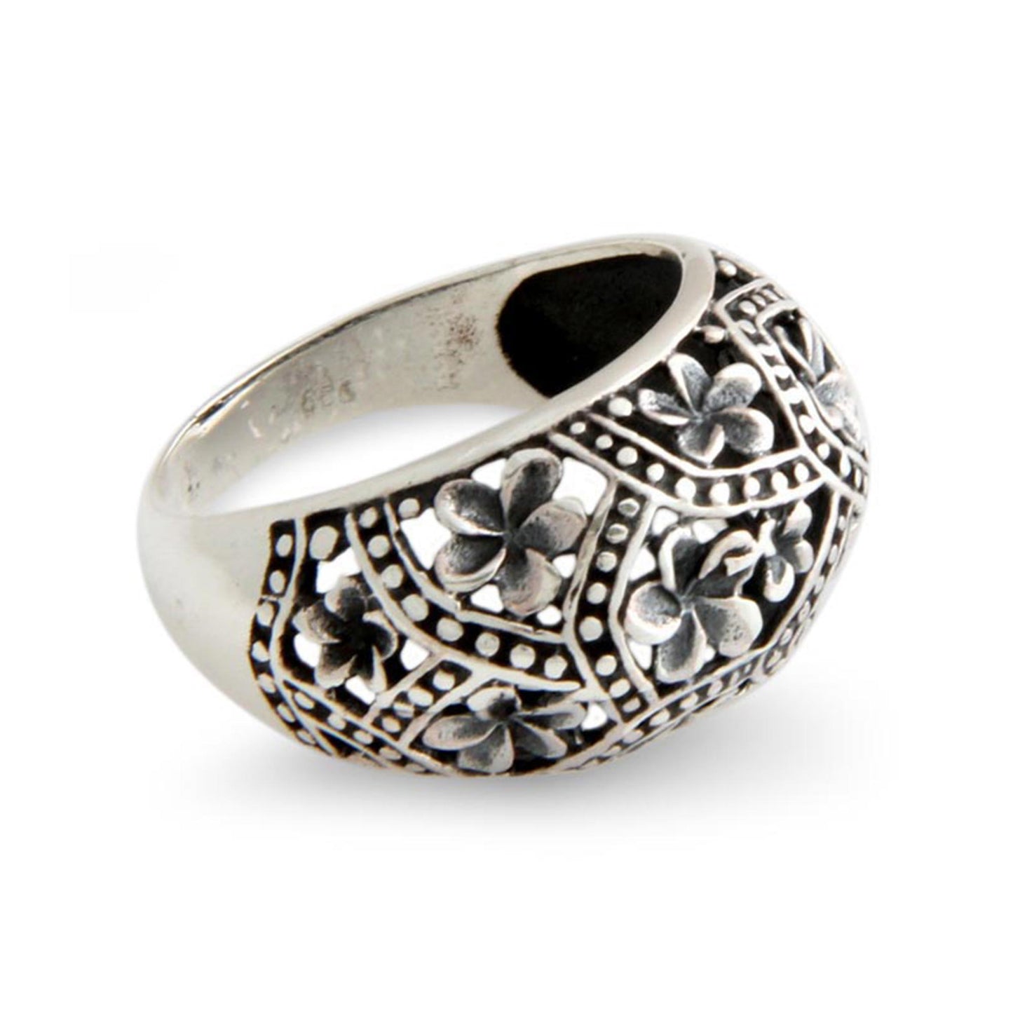 Frangipani Mystique Sterling Silver Floral Ring