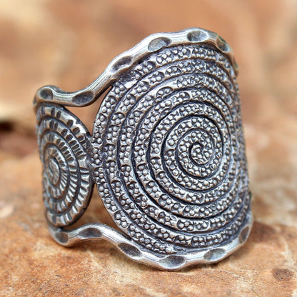 Hill Tribe Moon Handcrafted Sterling Silver Band Ring