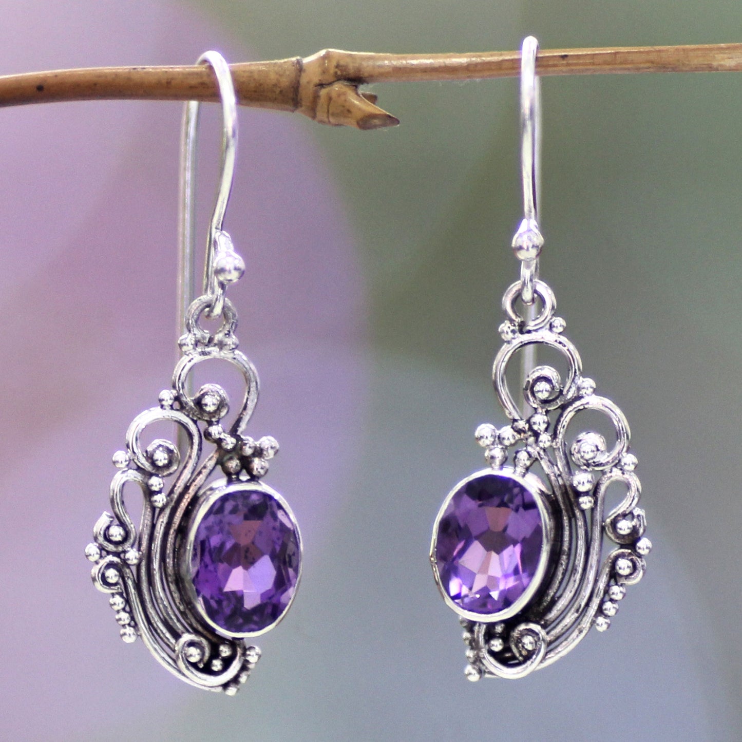 Balinese Breezes Amethyst Earrings