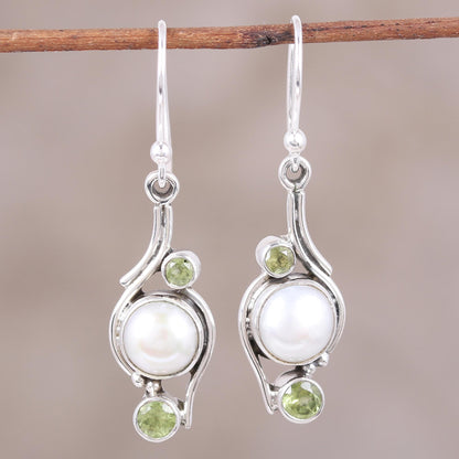 Sweet Dreams India Style Pearls and Peridot Earrings