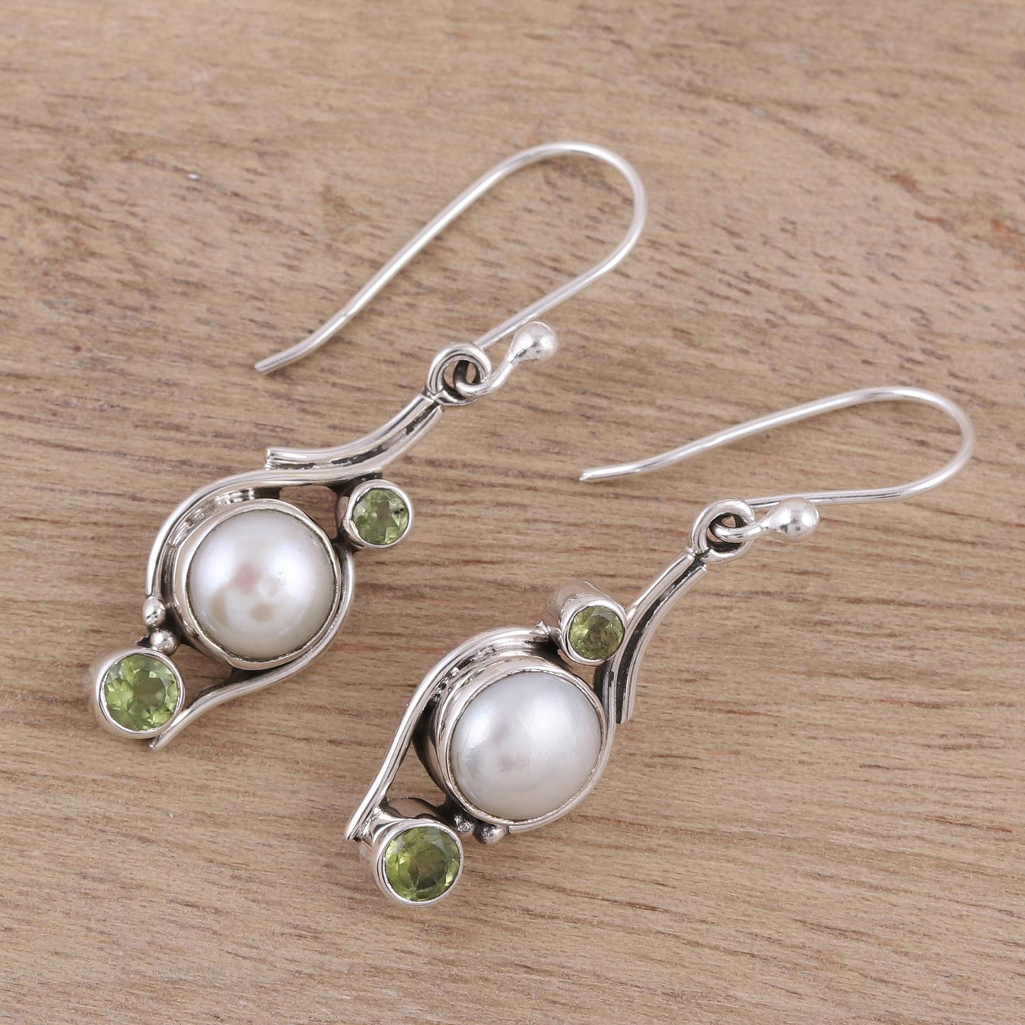 Sweet Dreams India Style Pearls and Peridot Earrings