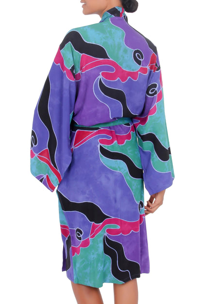 Turquoise Ocean Women's batik robe
