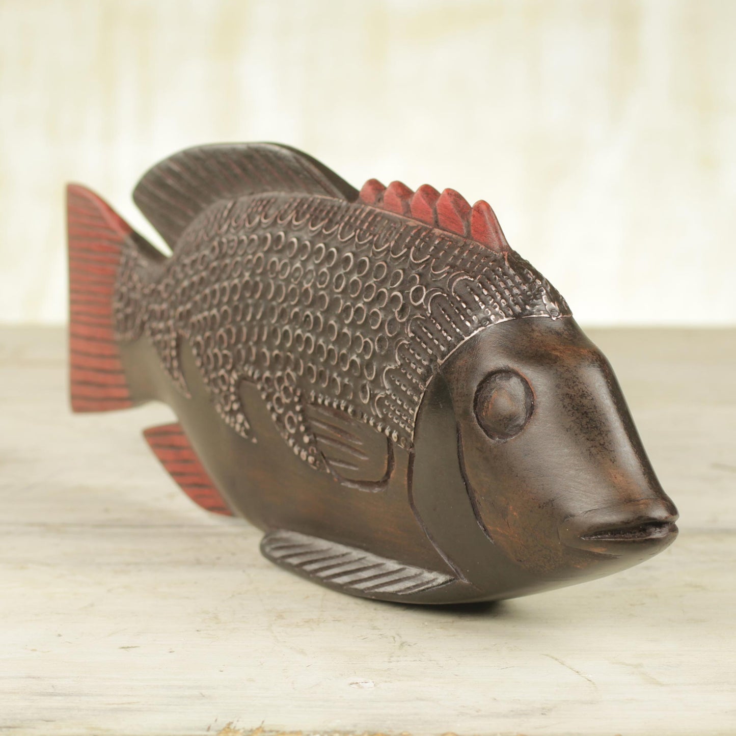 Ga Redfish Unique African Wood Sculpture