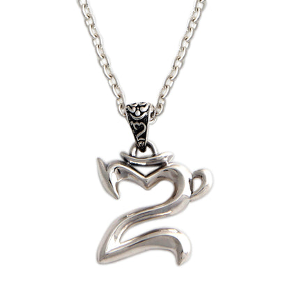 Sanskrit Om Men's sterling silver necklace