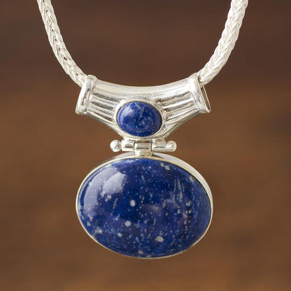 Pacific Wisdom Unique Sterling and Lapis Lazuli Pendant Necklace