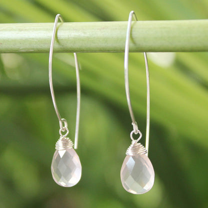 Sublime Blush Silver & Faceted Rose Quartz Earrings