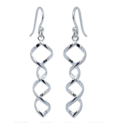 Songkran Joy Silver Spiral Dangle Earrings