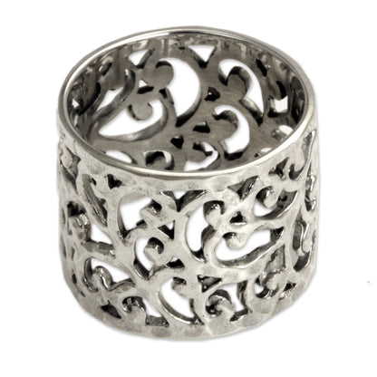 Exotic Bali Silver Floral Band Ring