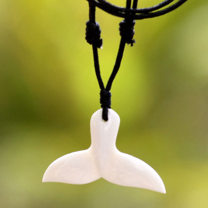 Whale Tail Bone Pendant Necklace