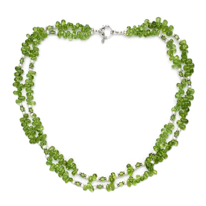 Kashmiri Meadow Peridot and pearl strand necklace