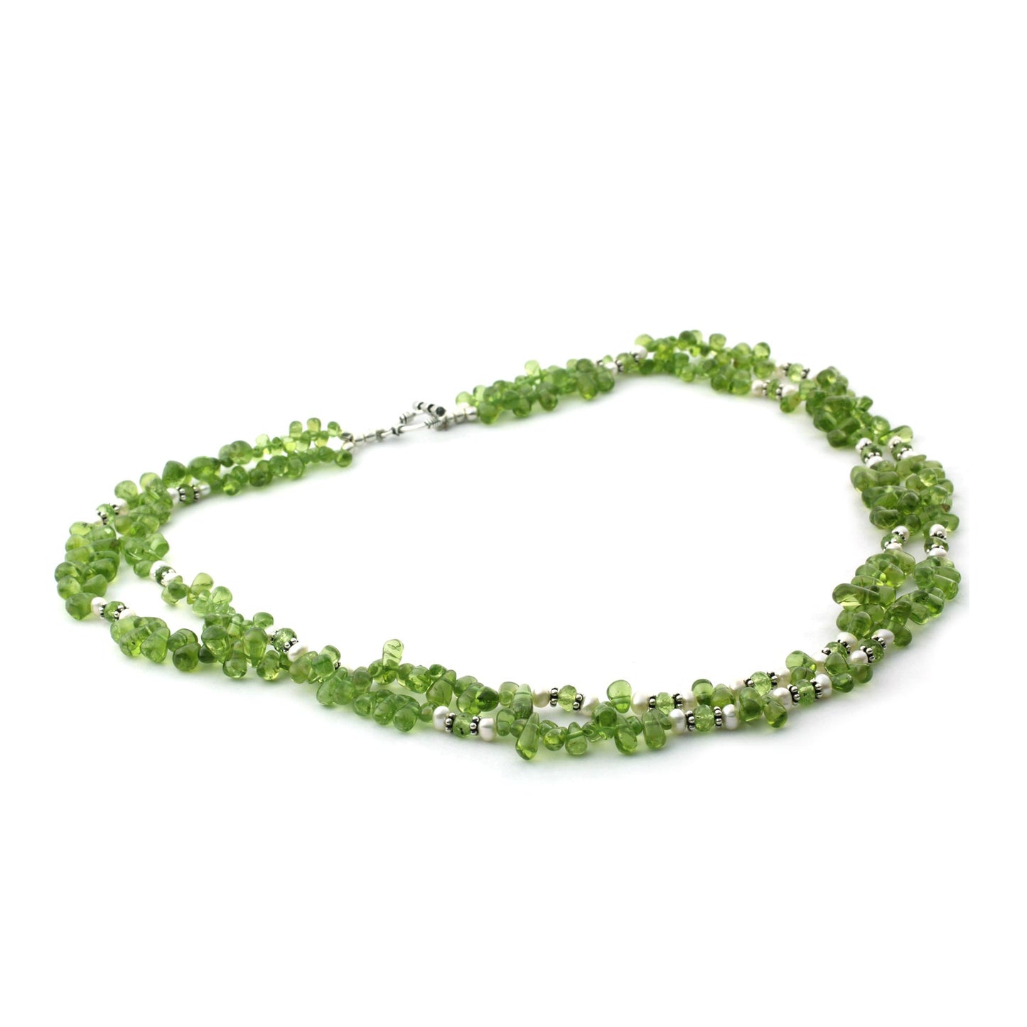 Kashmiri Meadow Peridot and pearl strand necklace