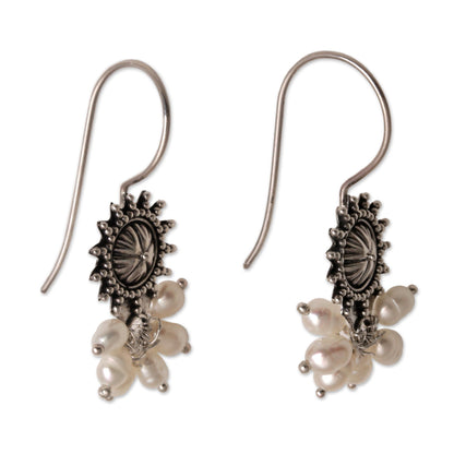 Femme Fatale Artisan Crafted Sterling Silver and Pearl Earrings