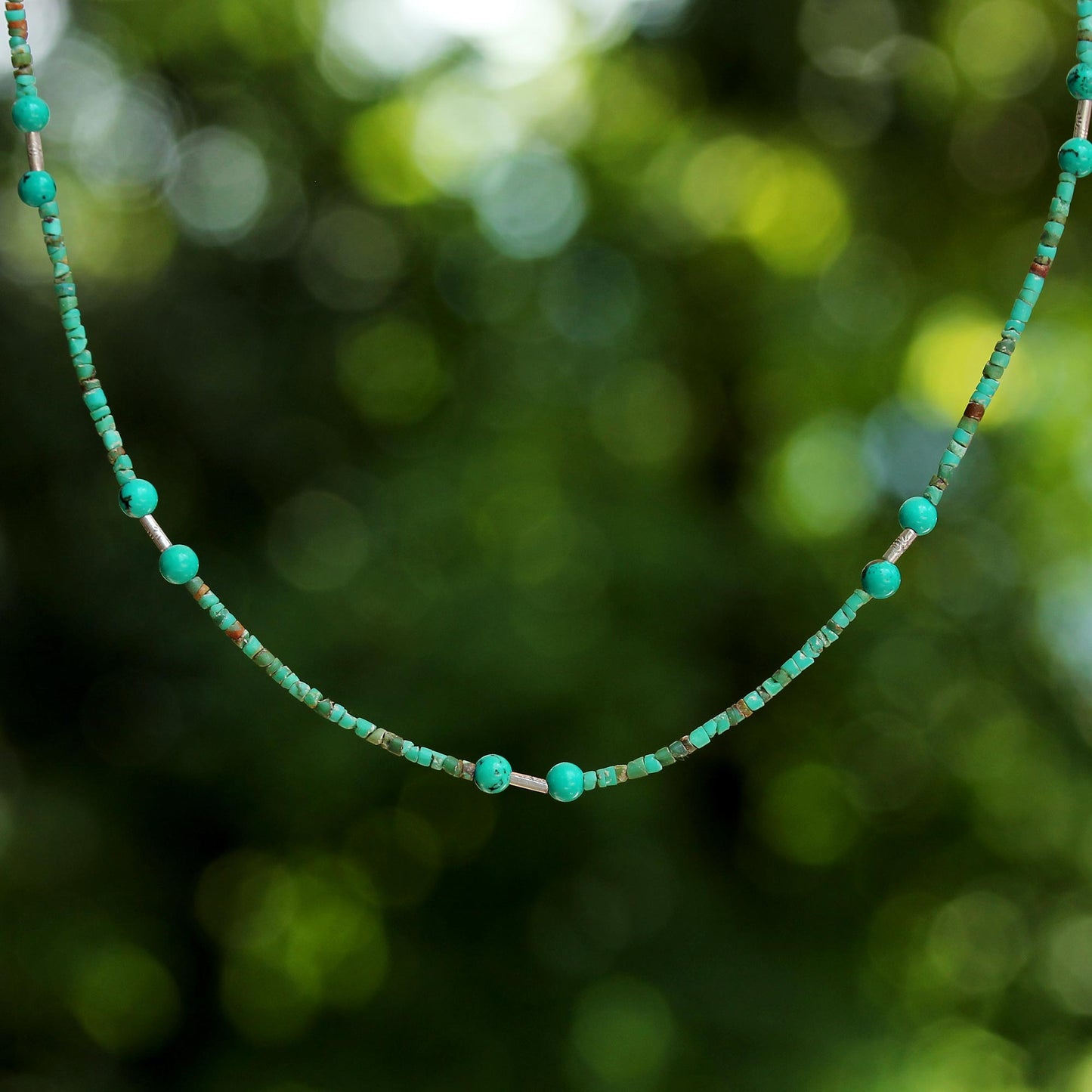 Blue Islands Reconstituted Turquoise Beaded Necklace