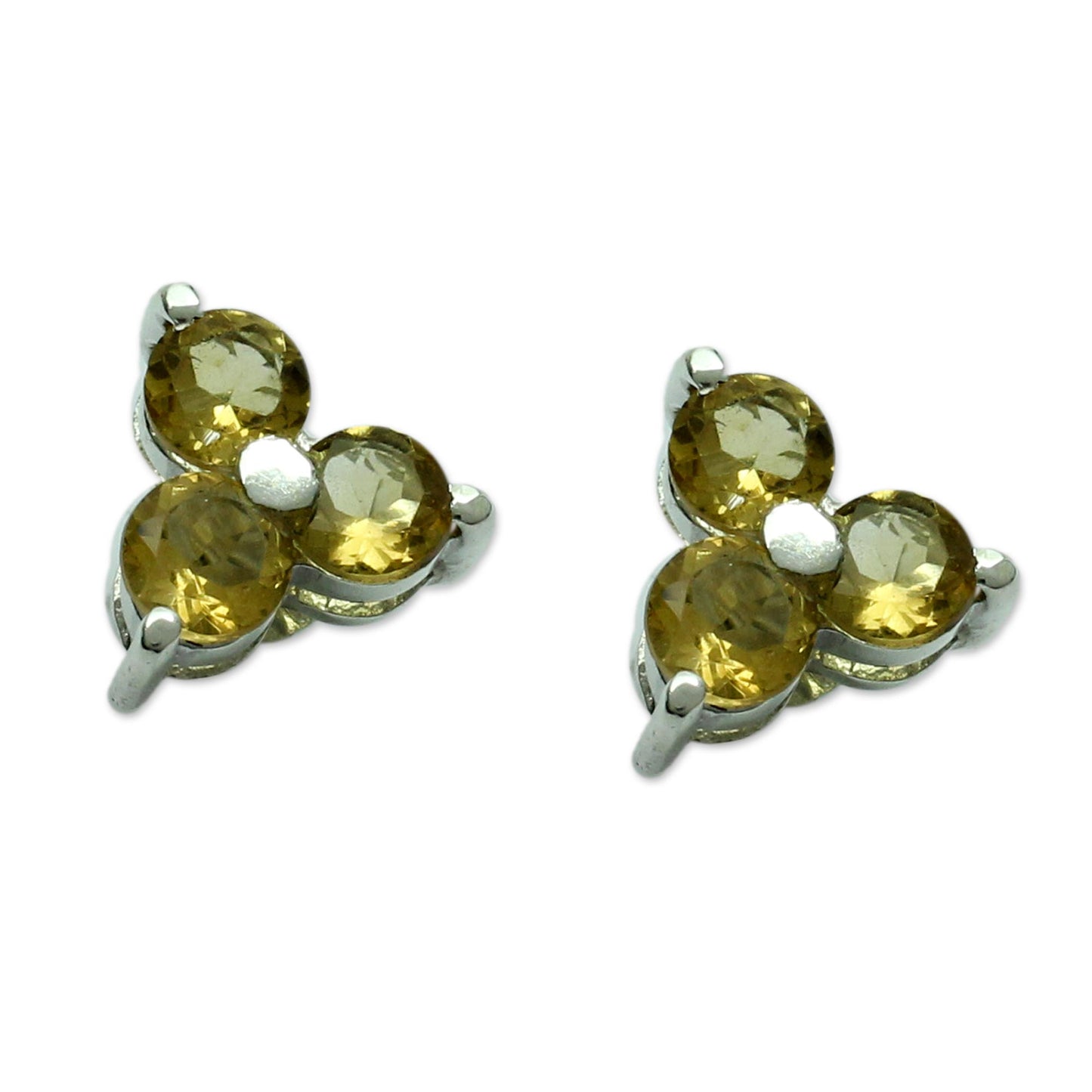 Chennai Stars Hand Made Sterling Silver and Citrine Stud Earrings