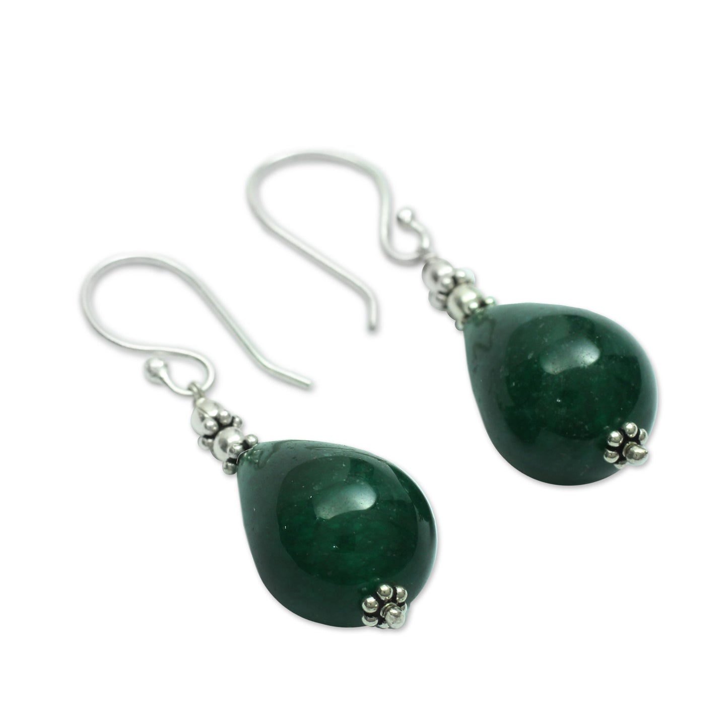 Emerald Dewdrop Sterling Silver Earrings