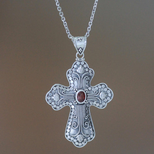 Redemption Garnet cross necklace