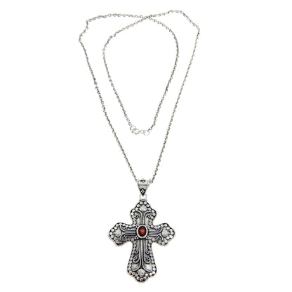 Redemption Garnet cross necklace