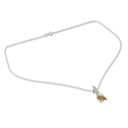 Chennai Sun Modern Jewelry Sterling Silver and Citrine Necklace