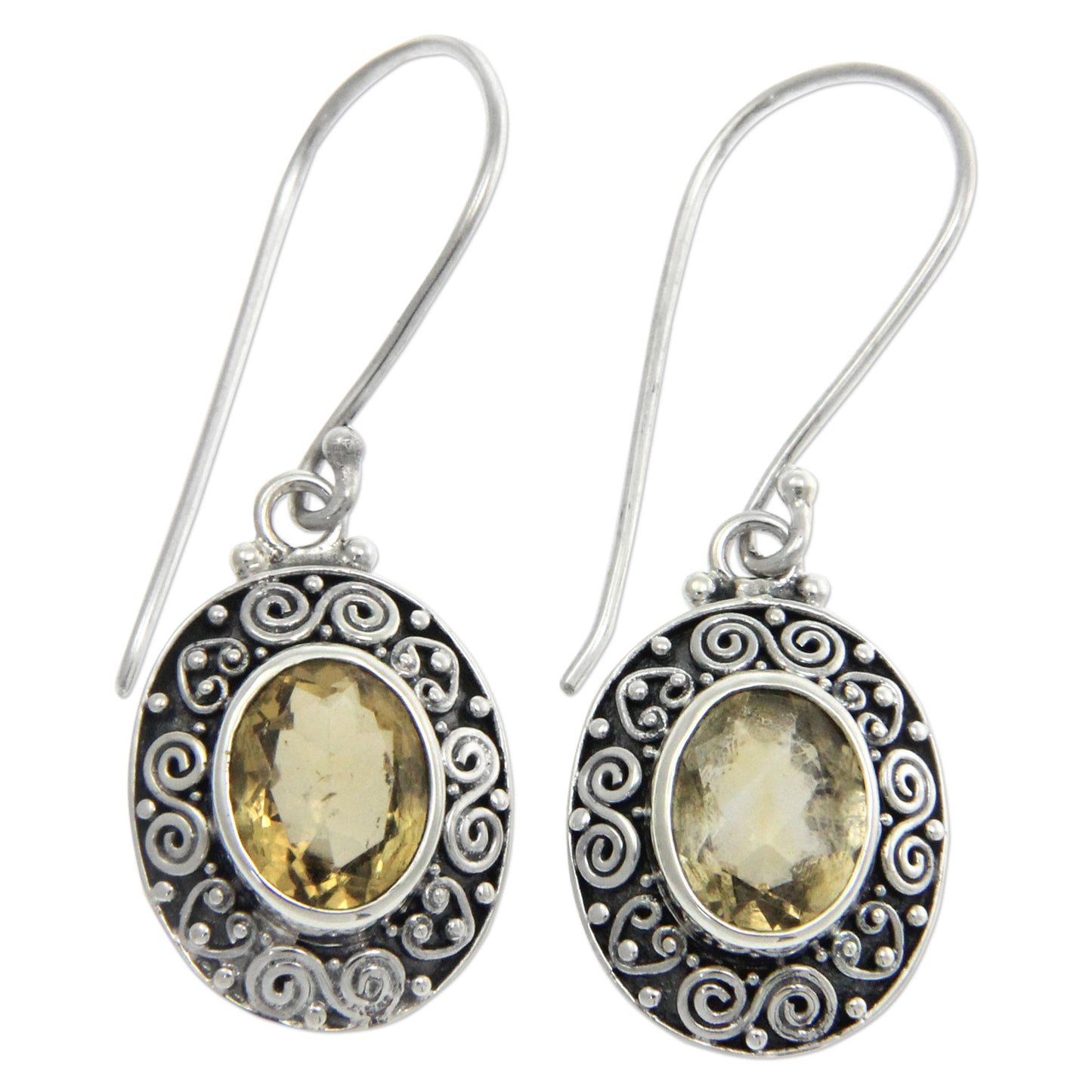 Lush Suns Artisan Crafted Citrine and Sterling Silver Dangle Earrings