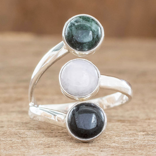 Peace Love and Harmony Handmade Sterling Silver Jade Wrap Ring
