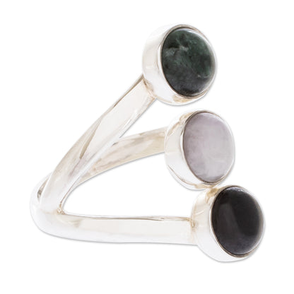 Peace Love and Harmony Handmade Sterling Silver Jade Wrap Ring