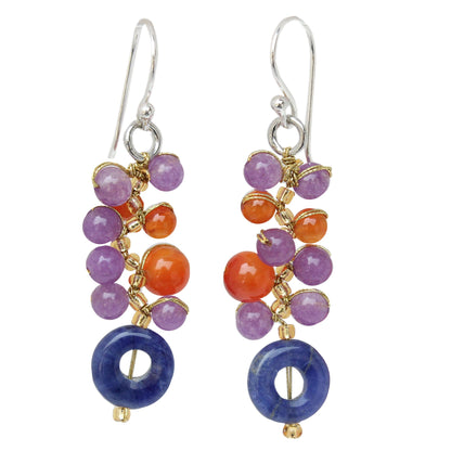 Radiant Color Multi-Gem Dangle Earrings