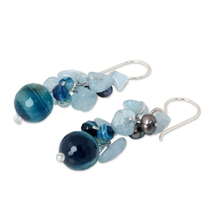 Azure Love Gemstone & Pearl Beaded Earrings