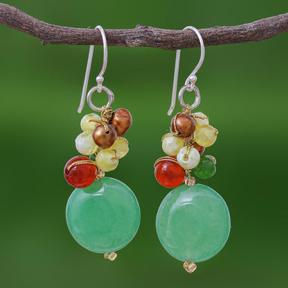 Thai Joy Quartz and Pearl Dangle Earrings