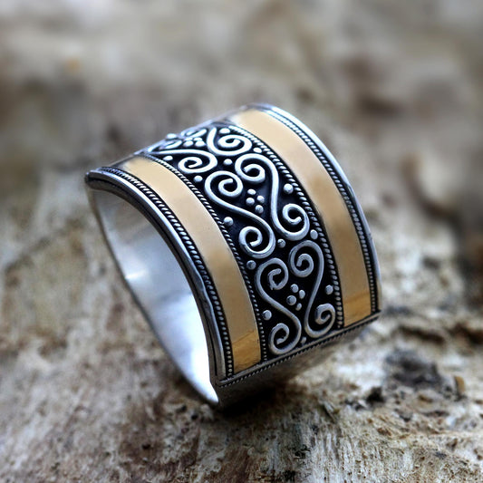 Celuk Gates Sterling Silver and 18k Gold Plated Ring