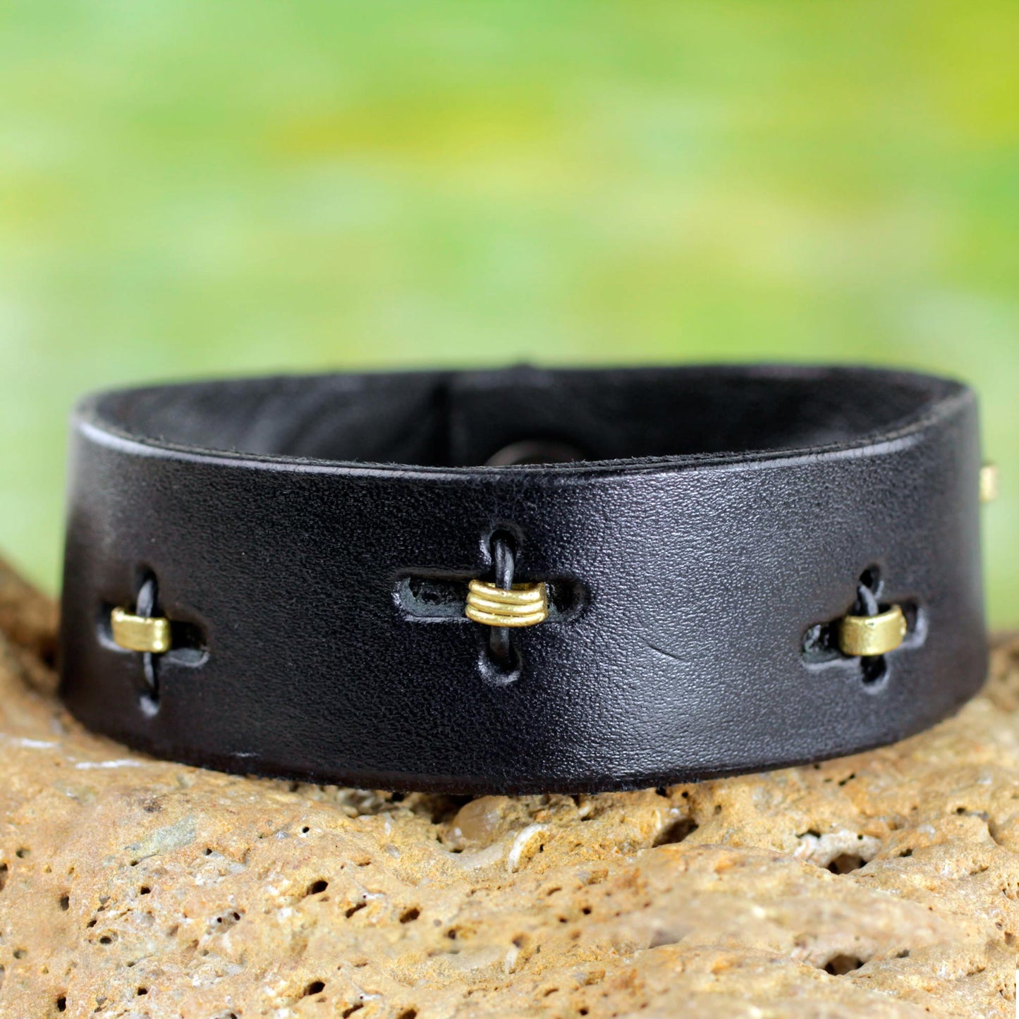 Hide & Seek Men's Black Leather Bracelet