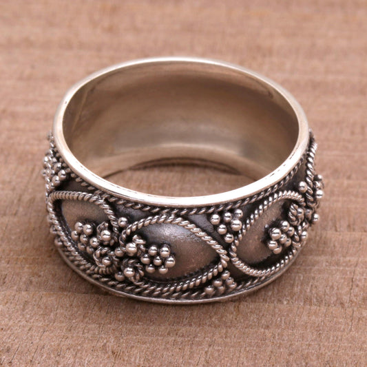 When Hearts Meet Handmade Sterling Silver Band Ring from Indonesia
