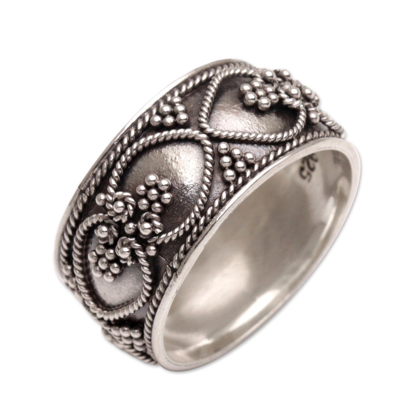 When Hearts Meet Handmade Sterling Silver Band Ring from Indonesia