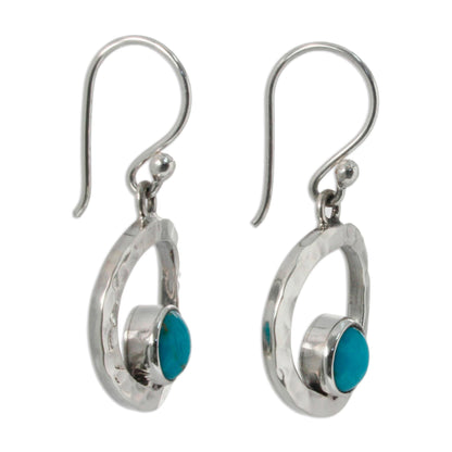 Eye of the Sea Handcrafted Modern Fine Silver and Natural Turquoise Earring