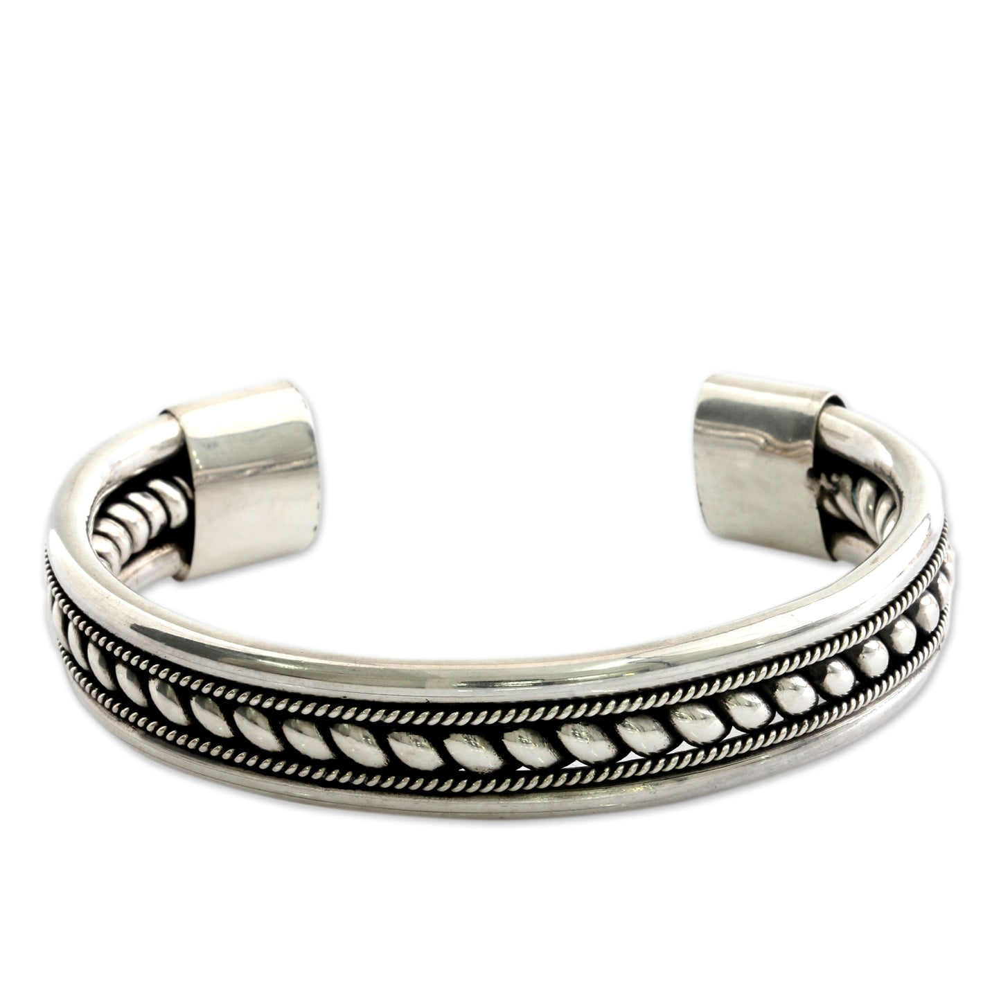 Strength of Celuk Modern Sterling Silver Cuff Bracelet Handcrafted in Bali