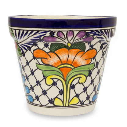 Wild Flowers Majolica Ceramic Flower Pot