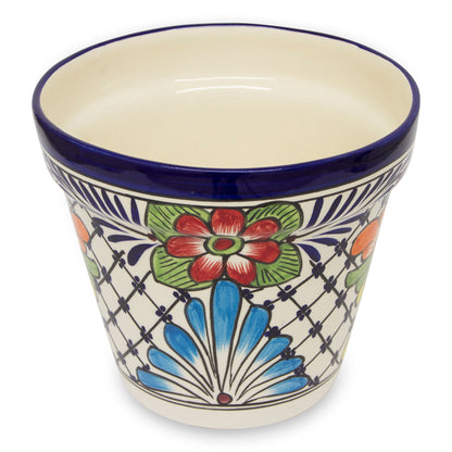 Wild Flowers Majolica Ceramic Flower Pot