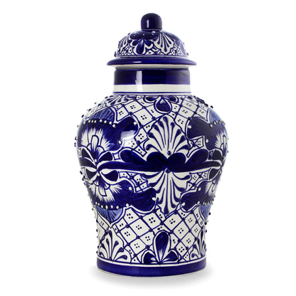 Cobalt Legacy Unique Talavera Style Ceramic Ginger Jar