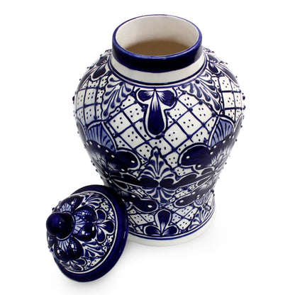 Cobalt Legacy Unique Talavera Style Ceramic Ginger Jar