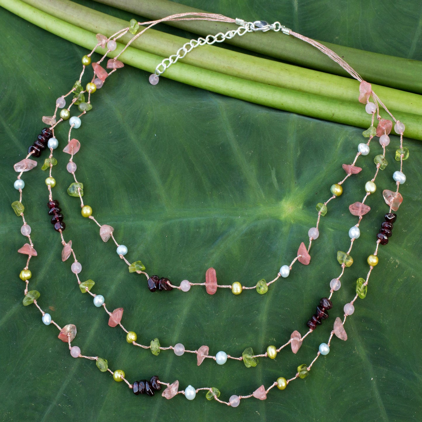 Sweet Tropical Multi-Gem Beaded Necklace