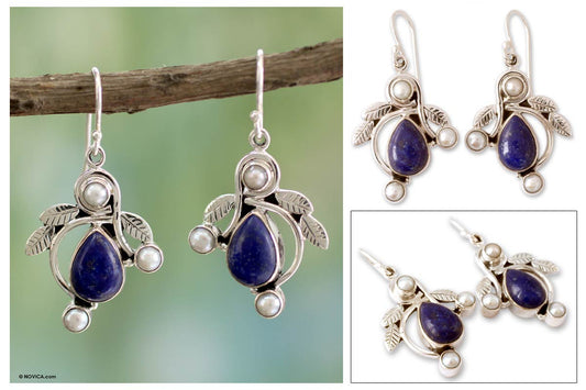 Tropical Fruit Pearl Lapis Earrings