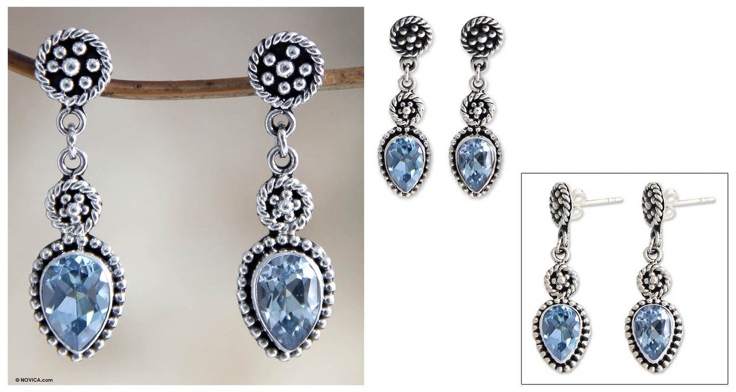 Balinese Jackfruit Blue Topaz Earrings