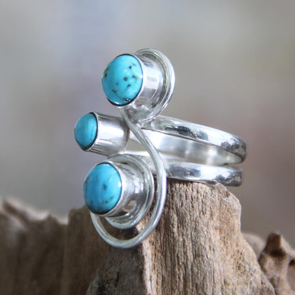 Ocean Melody Silver and Reconstituted Turquoise Ring