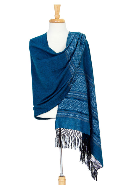 Blue Zapotec Treasures Rebozo Shawl